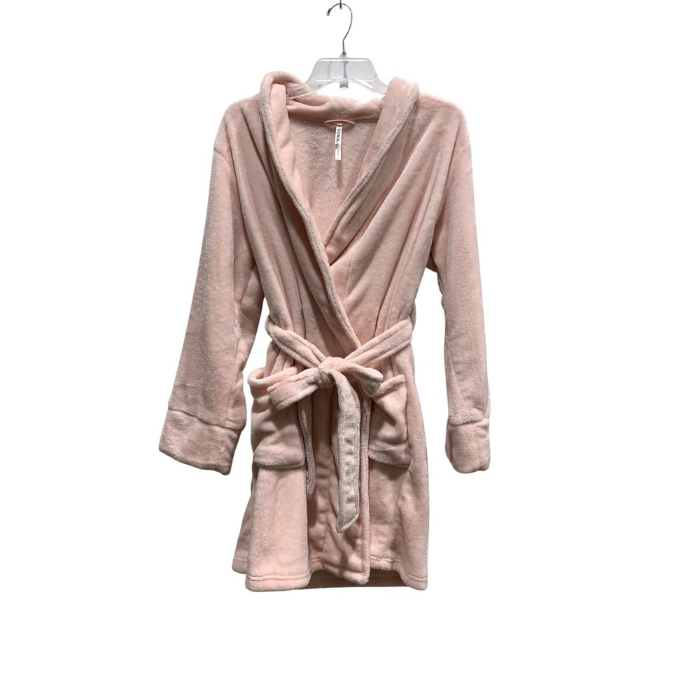 Soma Intimates Pink Plush Fleece Wrap Robe Small Medium Pockets Belted Loungewea